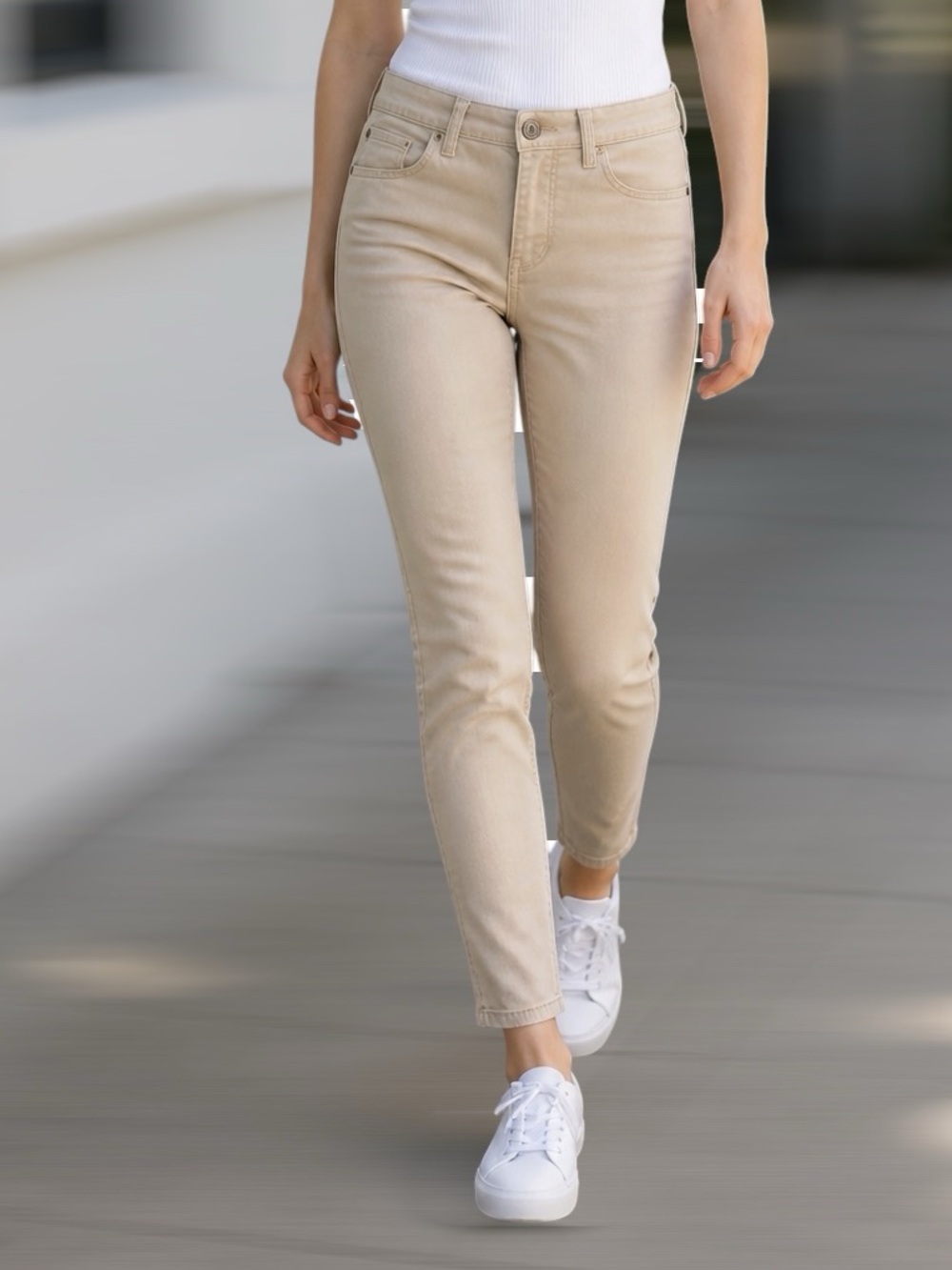 2 pair CURVE APPEAL Jeggings in Mint and Beige/Khaki Slim Stretch Pants, 8/29 - Picture 3 of 15